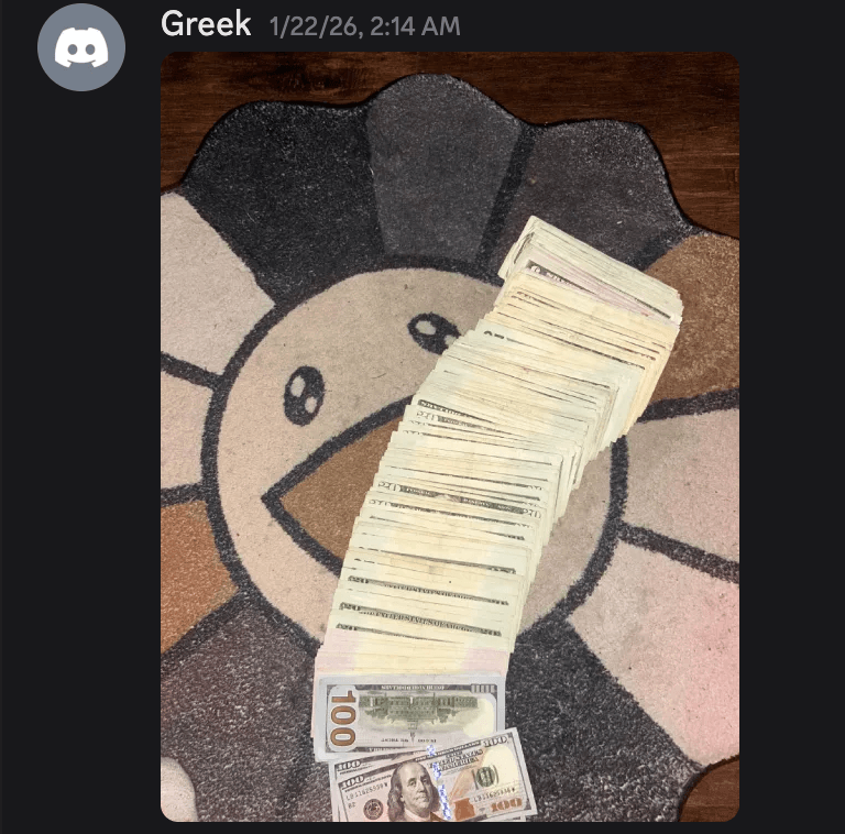 Inner Circle member showing cash from reselling