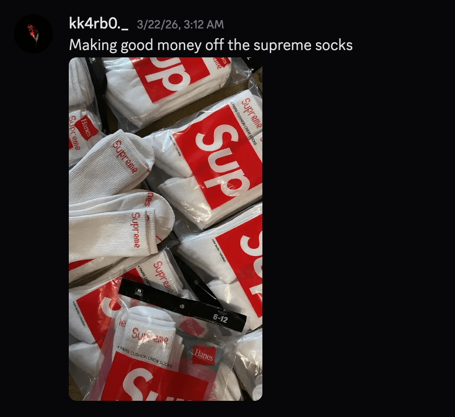 Inner Circle member showing Supreme product inventory